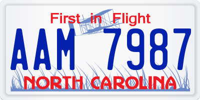 NC license plate AAM7987
