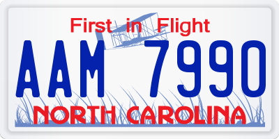 NC license plate AAM7990