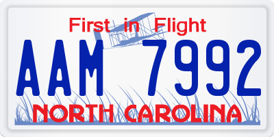 NC license plate AAM7992