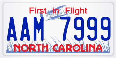 NC license plate AAM7999