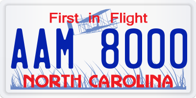 NC license plate AAM8000