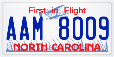 NC license plate AAM8009