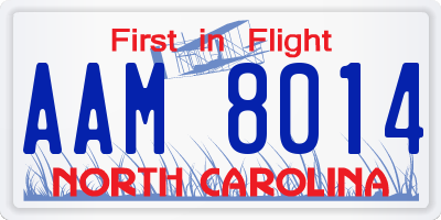 NC license plate AAM8014