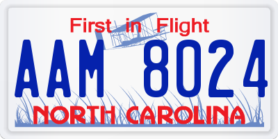 NC license plate AAM8024