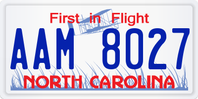 NC license plate AAM8027