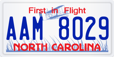 NC license plate AAM8029