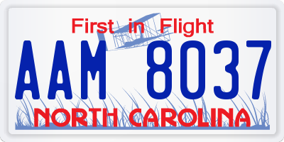 NC license plate AAM8037
