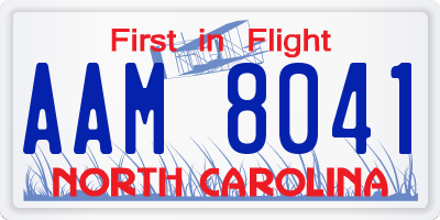 NC license plate AAM8041