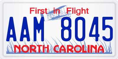 NC license plate AAM8045