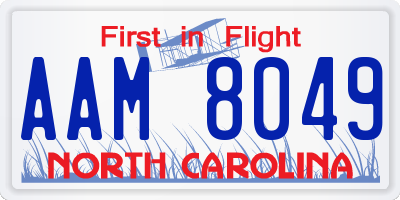 NC license plate AAM8049