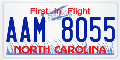 NC license plate AAM8055