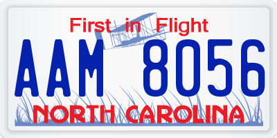 NC license plate AAM8056