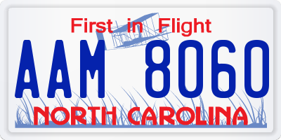 NC license plate AAM8060