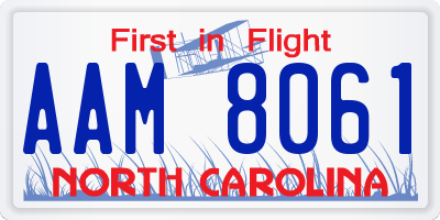 NC license plate AAM8061