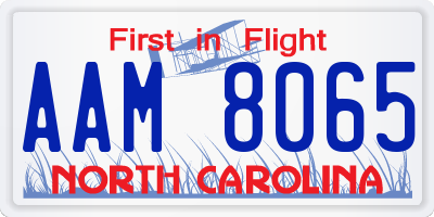 NC license plate AAM8065