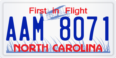NC license plate AAM8071