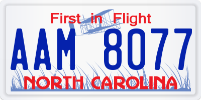 NC license plate AAM8077