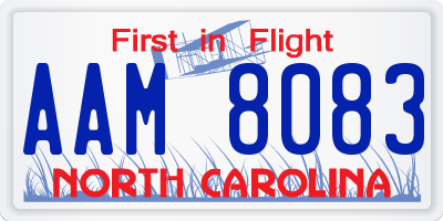 NC license plate AAM8083