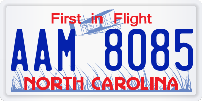 NC license plate AAM8085