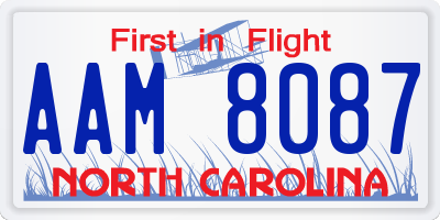 NC license plate AAM8087
