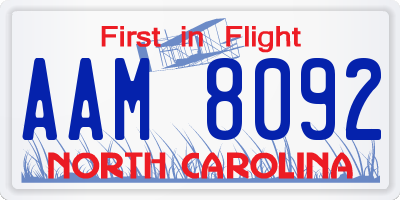NC license plate AAM8092
