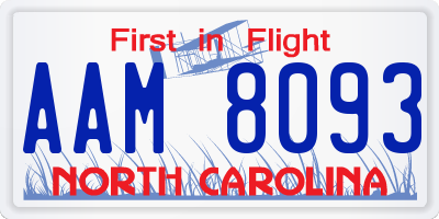 NC license plate AAM8093