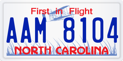 NC license plate AAM8104