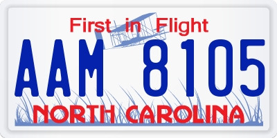 NC license plate AAM8105