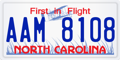 NC license plate AAM8108