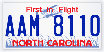 NC license plate AAM8110