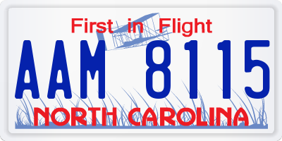 NC license plate AAM8115