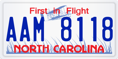 NC license plate AAM8118