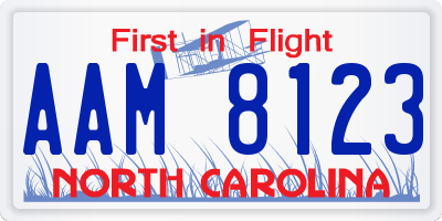 NC license plate AAM8123