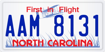 NC license plate AAM8131
