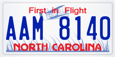 NC license plate AAM8140