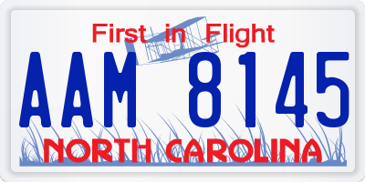 NC license plate AAM8145