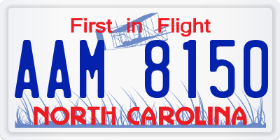 NC license plate AAM8150