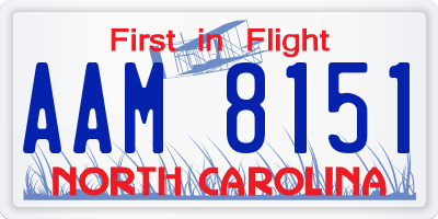NC license plate AAM8151