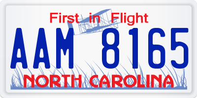 NC license plate AAM8165