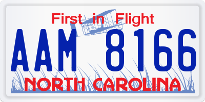 NC license plate AAM8166