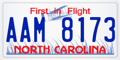 NC license plate AAM8173