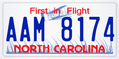 NC license plate AAM8174