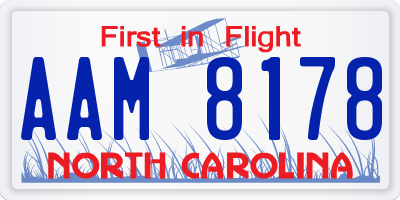 NC license plate AAM8178