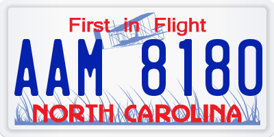 NC license plate AAM8180