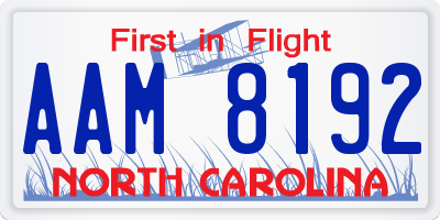 NC license plate AAM8192