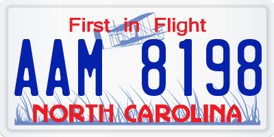 NC license plate AAM8198