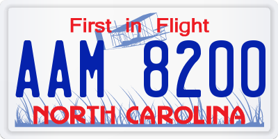 NC license plate AAM8200