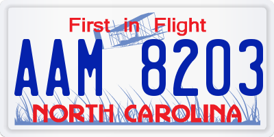 NC license plate AAM8203