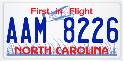 NC license plate AAM8226