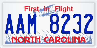 NC license plate AAM8232